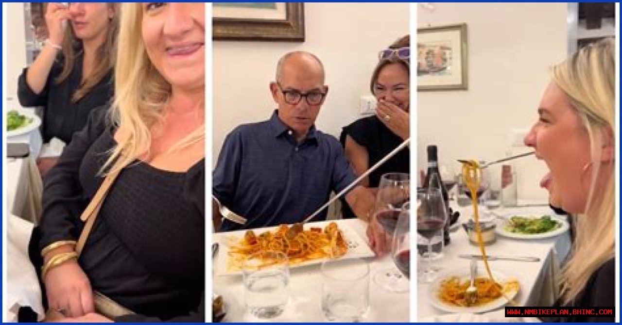 Woman Uses an Extendable Fork to Snag Pasta From a Friend's Plate — What a Delicious Prank